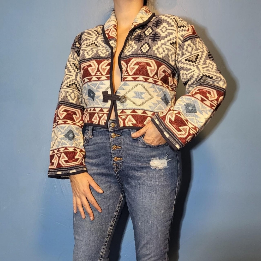 Flashback Thick Boho Tapestry Crop Jacket - image 1